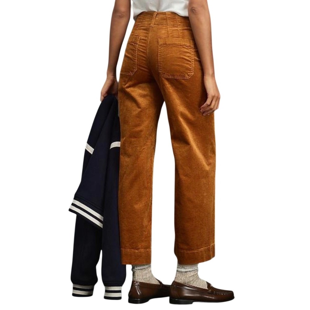 Maeve by Anthropologie The Colette Corduroy Wide Leg Pants 31 Rust Orange - Picture 2 of 13